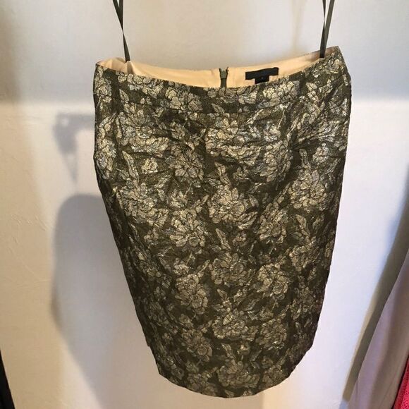 J.crew collection metallic jacquard floral skirt sz 2 - Picture 1 of 4